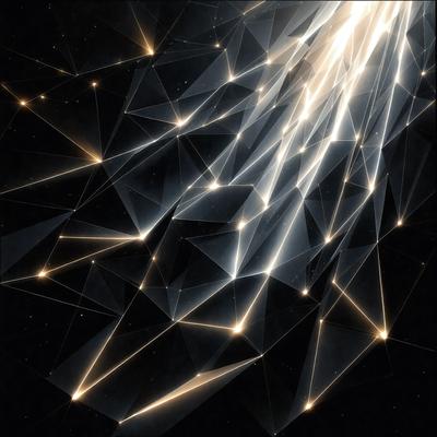 The primary subject of the image is a bright, colorful, and abstract pattern of light. The setting is a dark background, which contrasts with the light pattern. The visual style is a combination of digital art and illustration, creating a unique and eye-catching design. The colors and mood of the image are vibrant and energetic, with the light pattern emitting a sense of movement and dynamism.